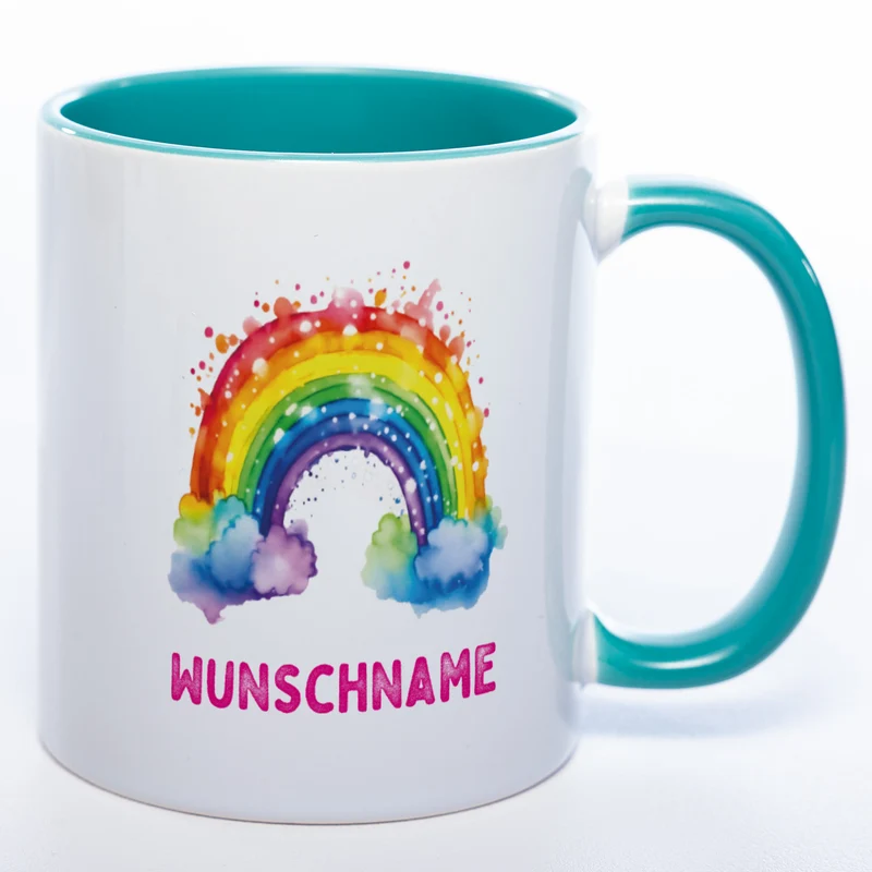 Mug Art Tasse Regenbogen Motiv 4 mit Wunschname - Kaffeetasse StickyWorld Exclusive