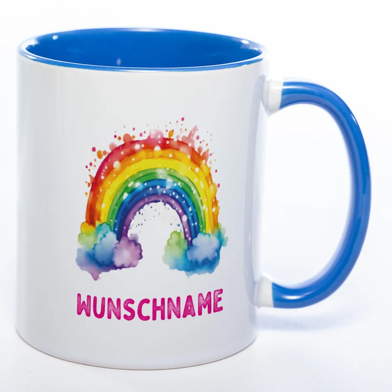 Mug Art Tasse Regenbogen Motiv 4 mit Wunschname - Kaffeetasse StickyWorld Exclusive