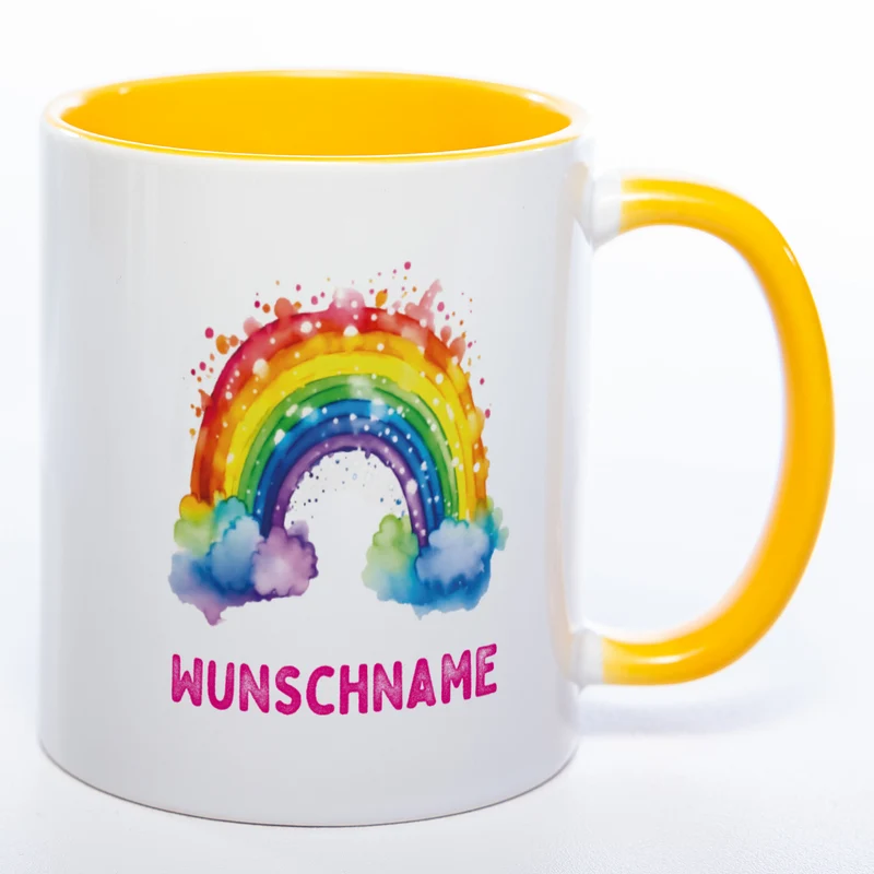 Mug Art Tasse Regenbogen Motiv 4 mit Wunschname - Kaffeetasse StickyWorld Exclusive