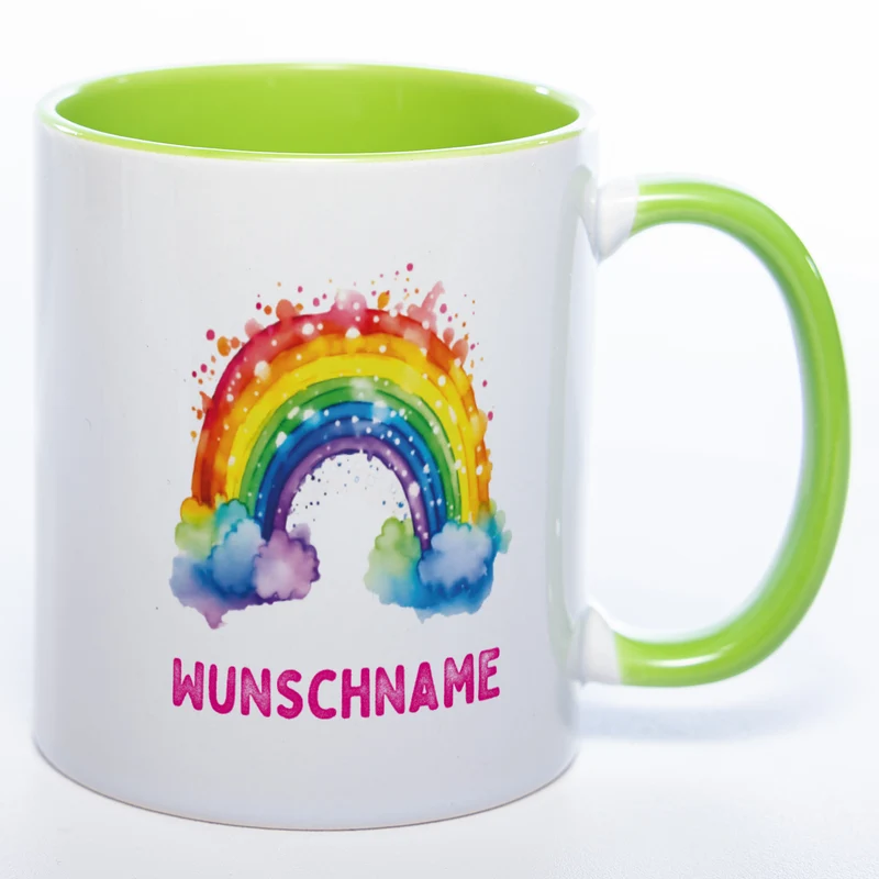 Mug Art Tasse Regenbogen Motiv 4 mit Wunschname - Kaffeetasse StickyWorld Exclusive