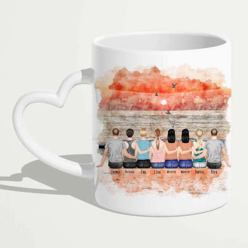 Personalisierte Tasse Beste Freunde (6 Frauen + 2 Männer)