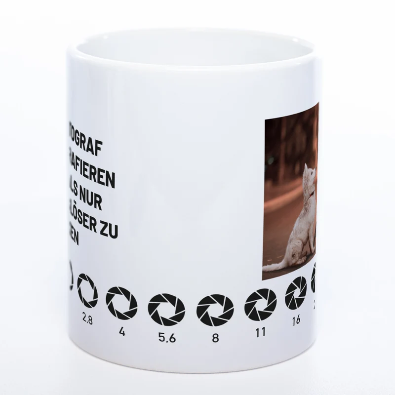 Spülmaschinenfeste Tasse "Fotograf" mit Foto (HD Druck) | Jetzt selbst gestalten!