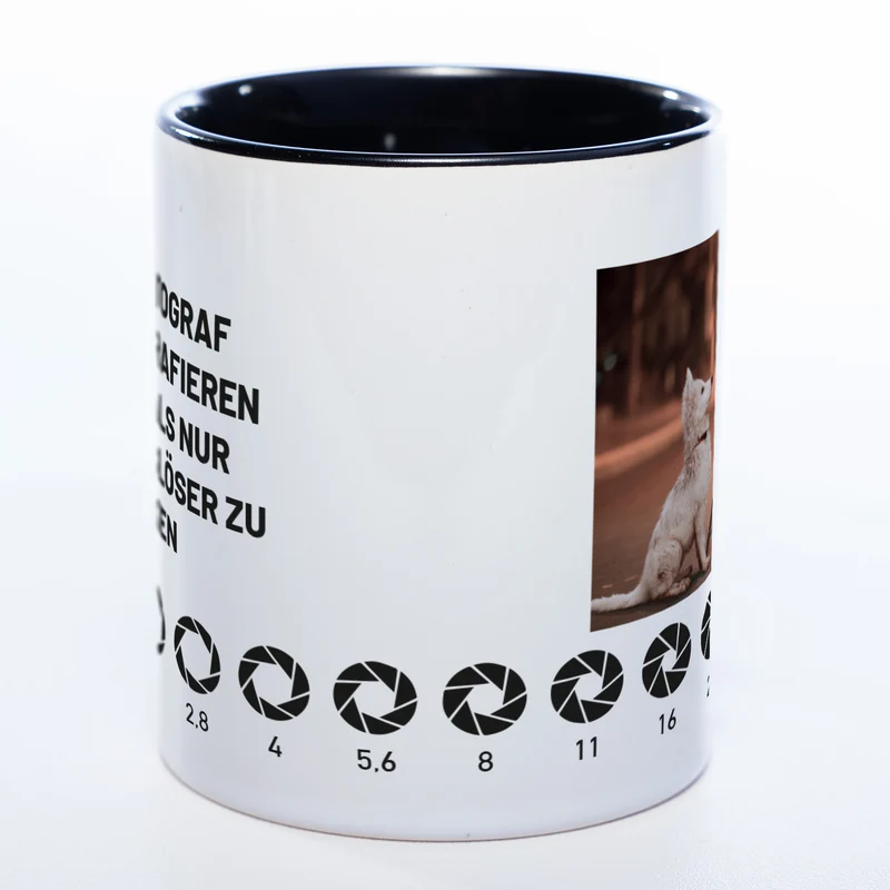 Spülmaschinenfeste Tasse "Fotograf" mit Foto (HD Druck) | Jetzt selbst gestalten!