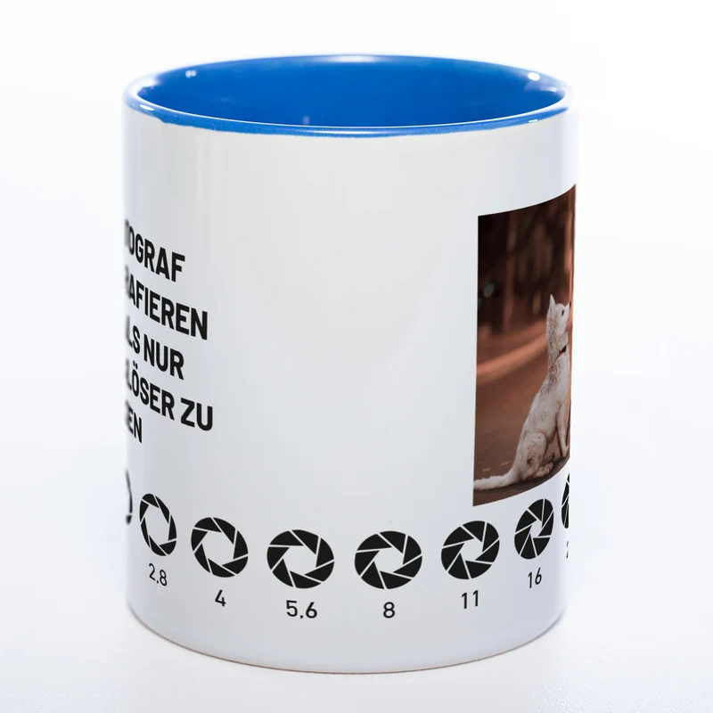 Spülmaschinenfeste Tasse "Fotograf" mit Foto (HD Druck) | Jetzt selbst gestalten!