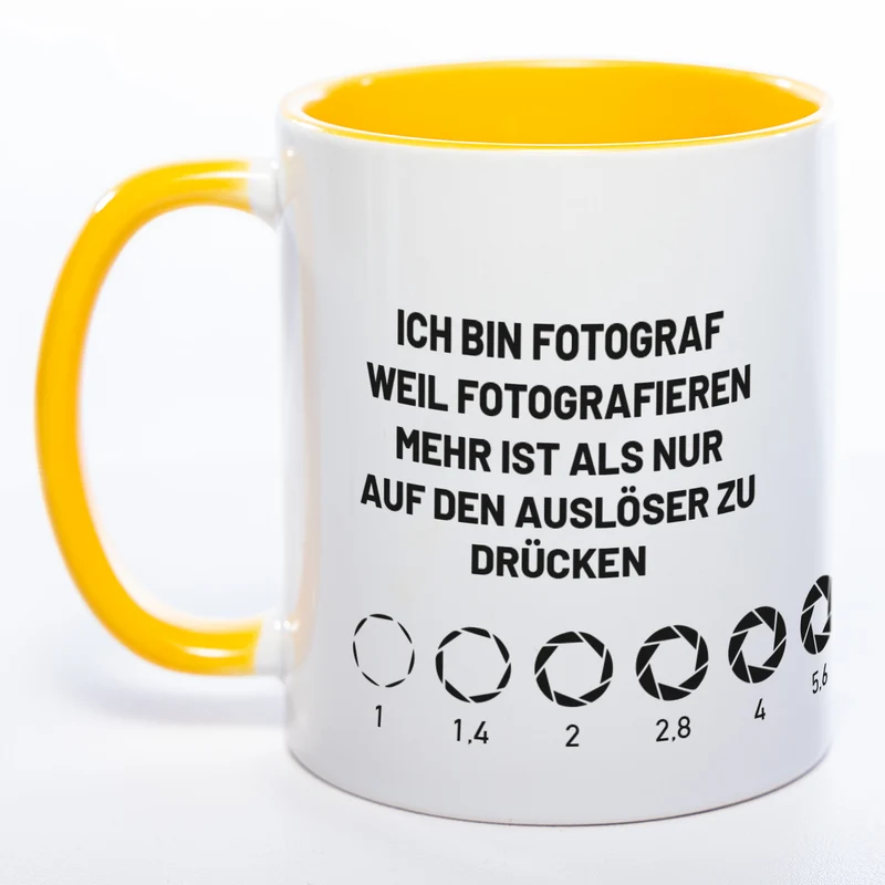 Spülmaschinenfeste Tasse "Fotograf" mit Foto (HD Druck) | Jetzt selbst gestalten!