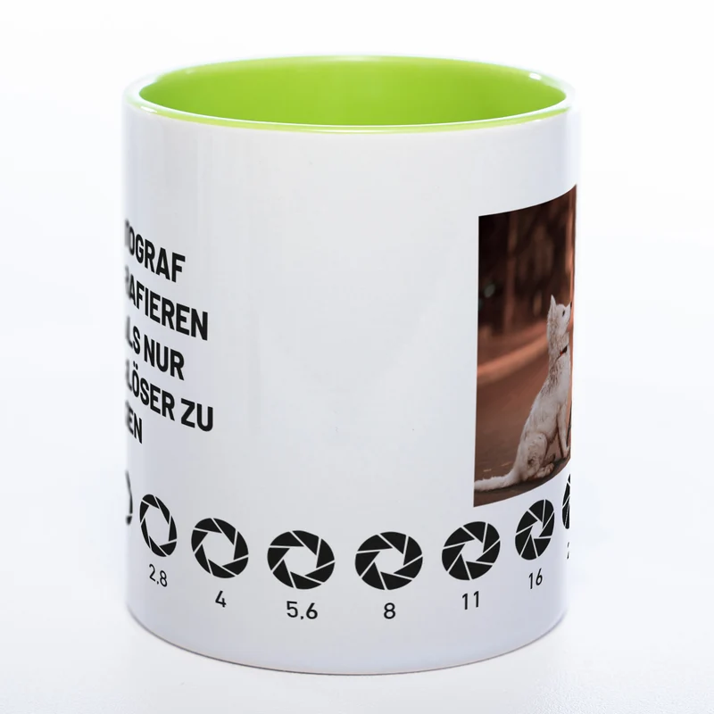 Spülmaschinenfeste Tasse "Fotograf" mit Foto (HD Druck) | Jetzt selbst gestalten!