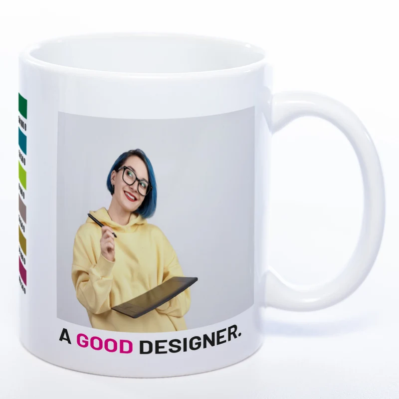 Spülmaschinenfeste Tasse "A Good Designer" mit Foto (HD Druck) | Jetzt selbst gestalten!