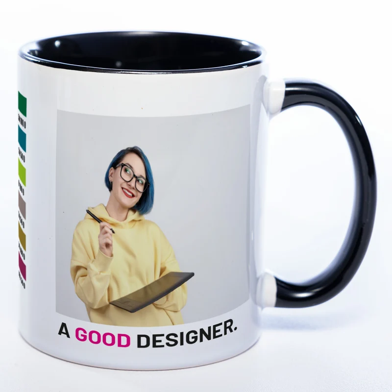 Spülmaschinenfeste Tasse "A Good Designer" mit Foto (HD Druck) | Jetzt selbst gestalten!