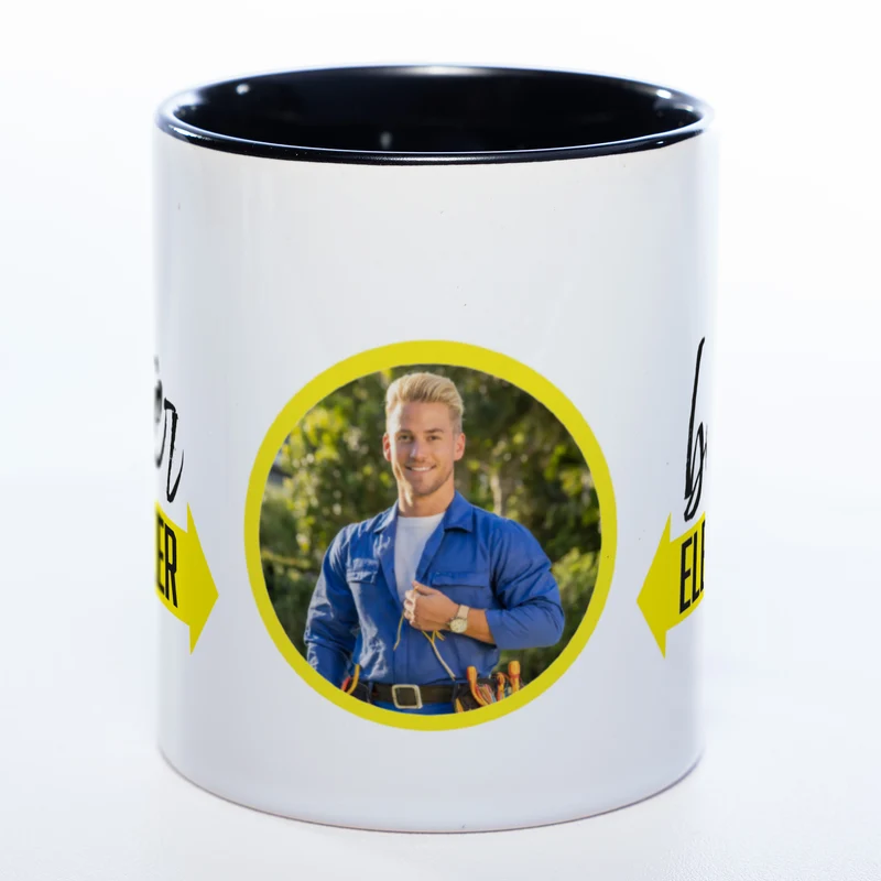 Spülmaschinenfeste Tasse "Bester Elektriker" mit Foto (HD Druck) | Jetzt selbst gestalten!