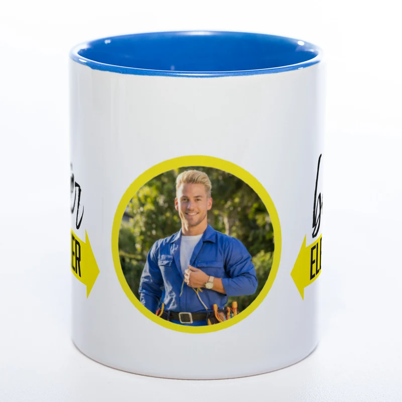 Spülmaschinenfeste Tasse "Bester Elektriker" mit Foto (HD Druck) | Jetzt selbst gestalten!