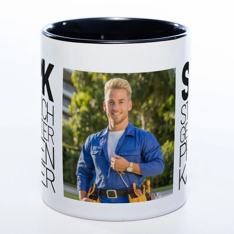 Freche Elektriker "SGPK" spülmaschinenfeste Tasse mit Foto (HD Druck) | Jetzt selbst gestalten!