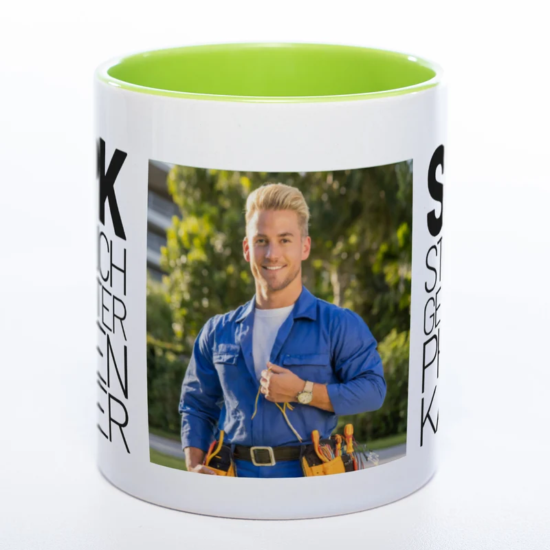 Freche Elektriker "SGPK" spülmaschinenfeste Tasse mit Foto (HD Druck) | Jetzt selbst gestalten!