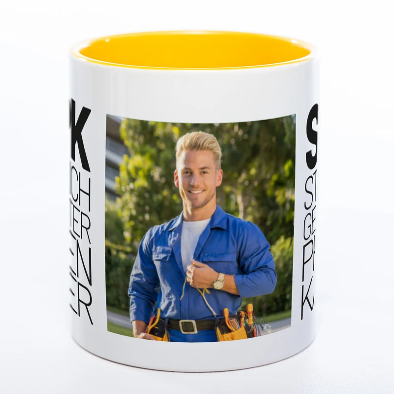 Freche Elektriker "SGPK" spülmaschinenfeste Tasse mit Foto (HD Druck) | Jetzt selbst gestalten!