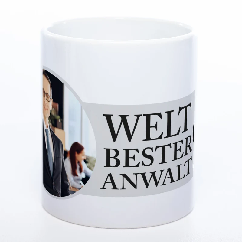 Tasse "Weltbester Anwalt" mit Foto (HD Druck) | Jetzt selbst gestalten! spülmaschinenfest