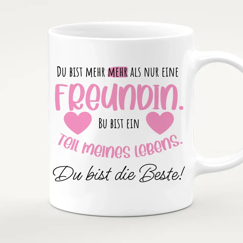 Personalisierte Tasse Beste Freundin (2 Freundinnen) - Herz mit Händen