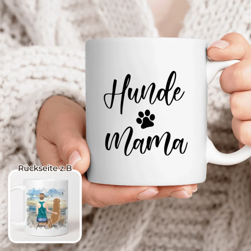 Personalisierte Tasse - 1 Frau + 1 Hund