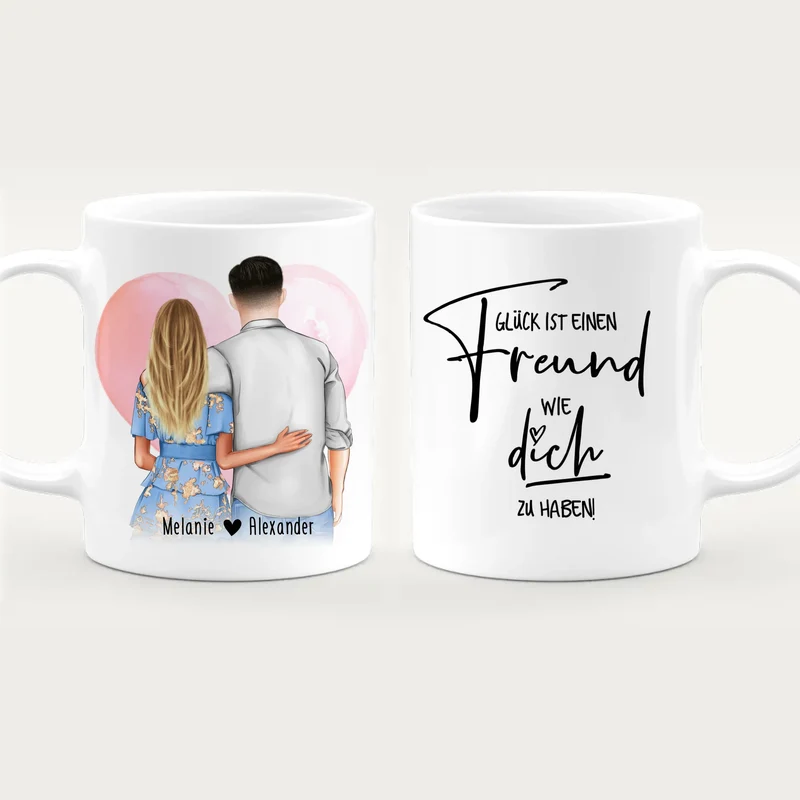 Personalisierte Tasse - Paar mit Kleid und Hemd (stehend) - Pärchen Tasse