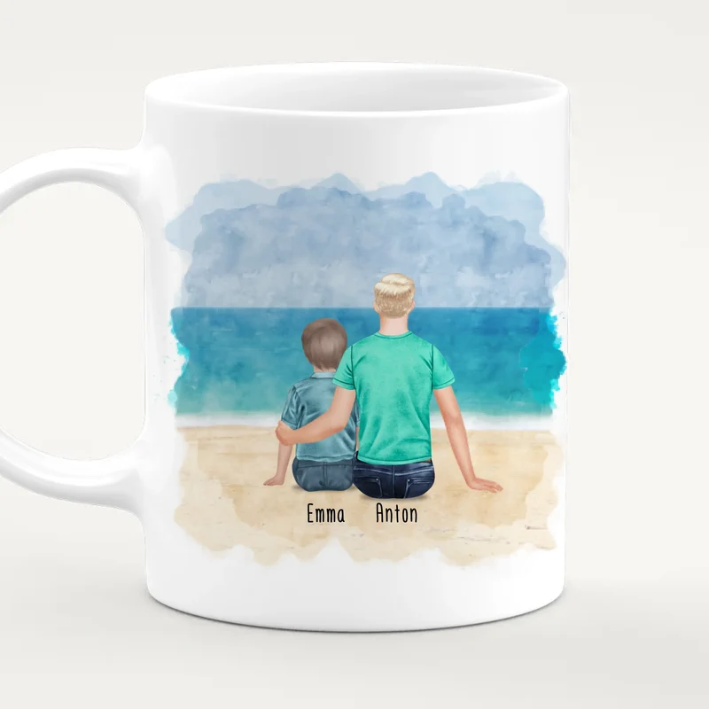 Personalisierte Tasse - 1 Teenager (m) + 1 Kind (m/w)