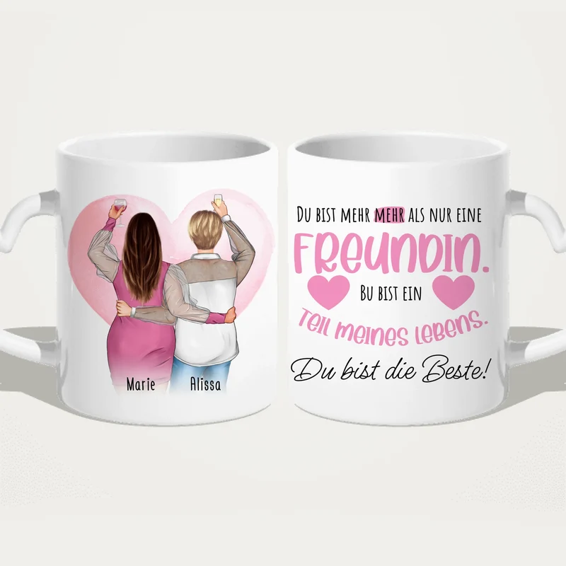 Personalisierte Tasse Beste Freundin (2 Freundinnen) (Plus Size)