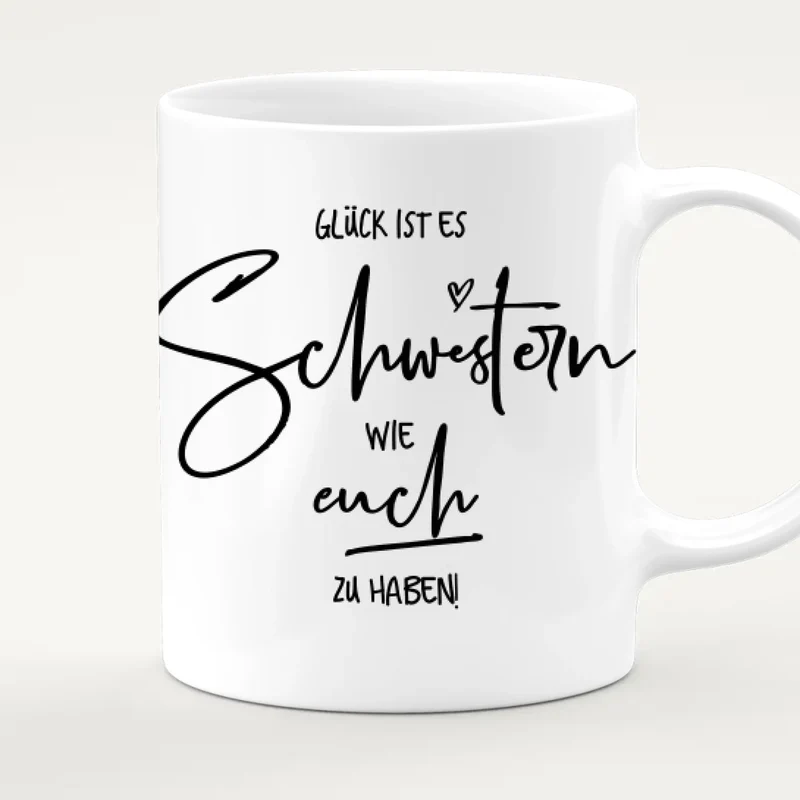 Personalisierte Tasse - Beste Schwestern mit Jacken (3 Schwestern)