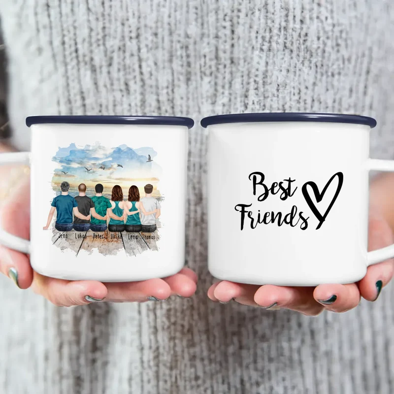Personalisierte Tasse - Beste Freunde (2 Frauen + 4 Männer)