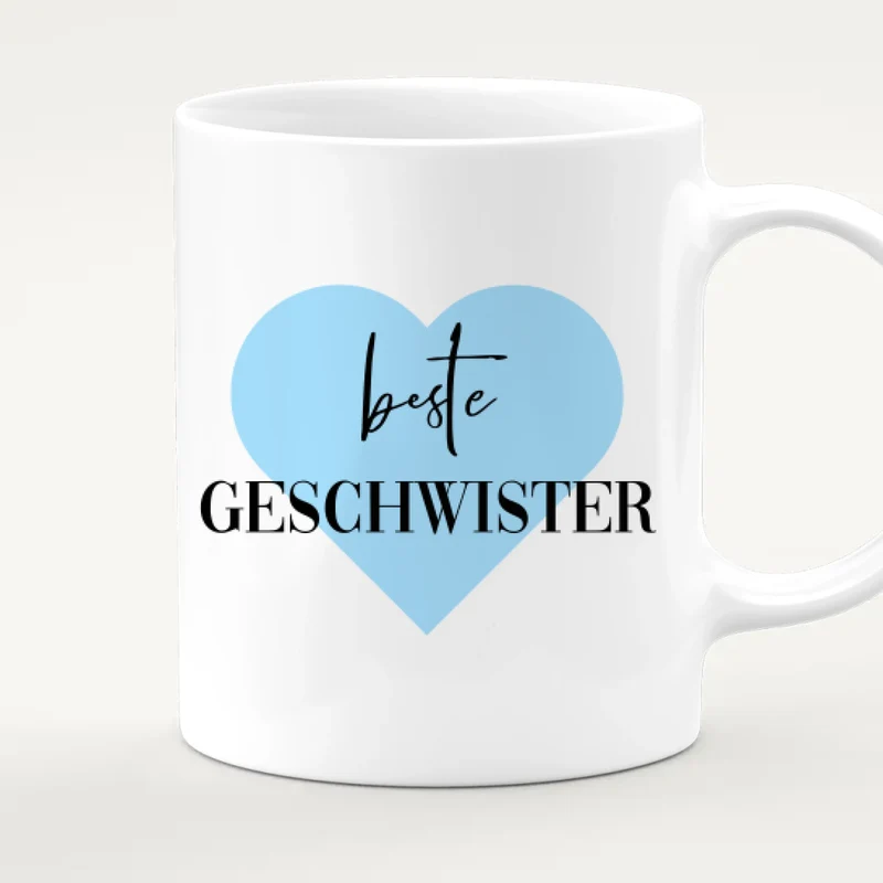 Personalisierte Tasse mit Bruder/Schwester (4 Schwestern + 2 Brüder)