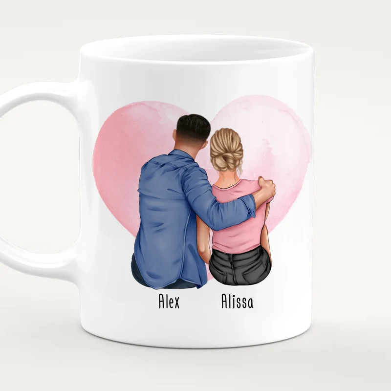Personalisierte Tasse mit Paar (sitzend)