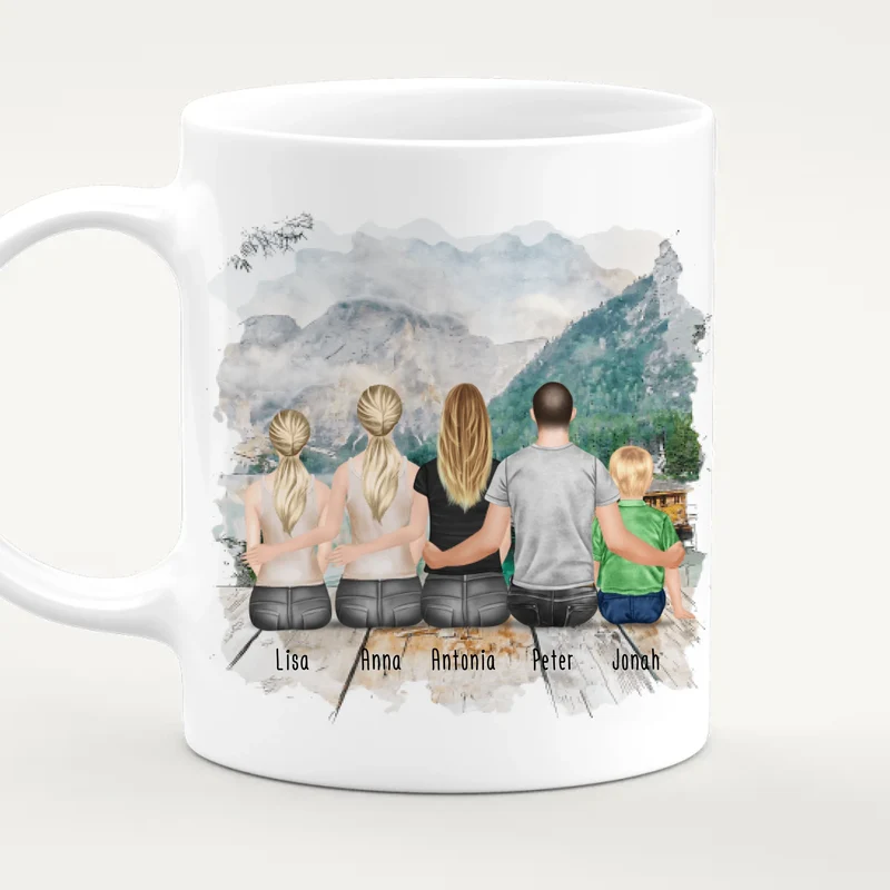 Personalisierte Tasse - 1 Teenagerin + 2 Frauen + 1 Mann + 1 Kind