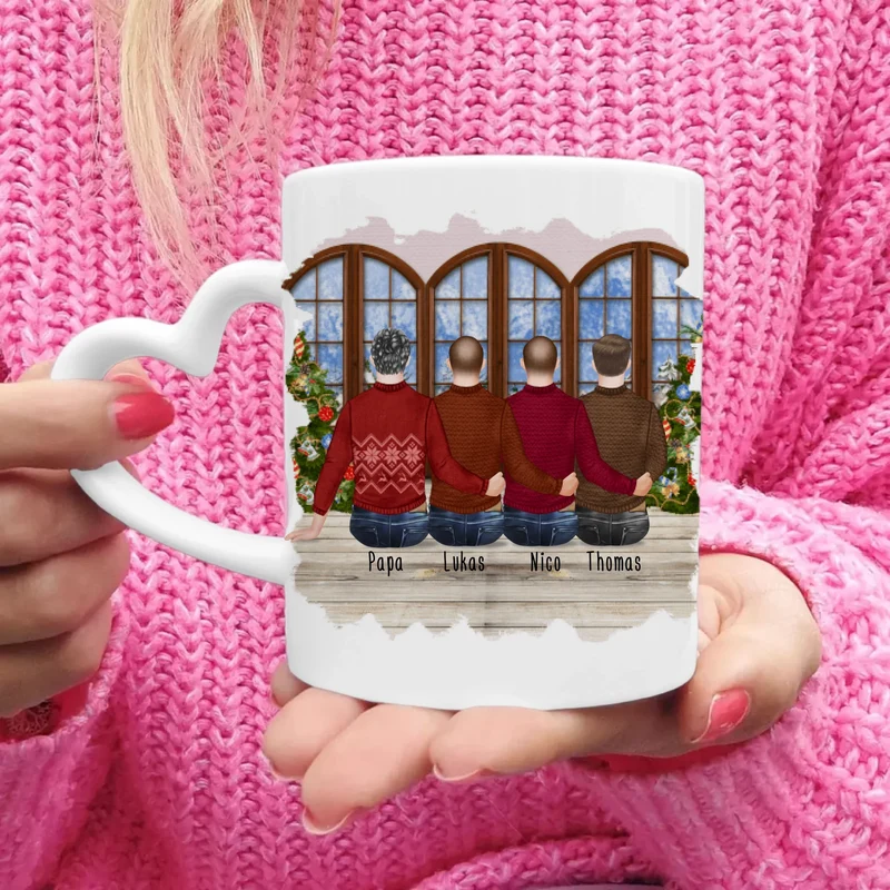 Personalisierte Tasse mit Vater/Sohn (3 Söhne) - Weihnachtstasse
