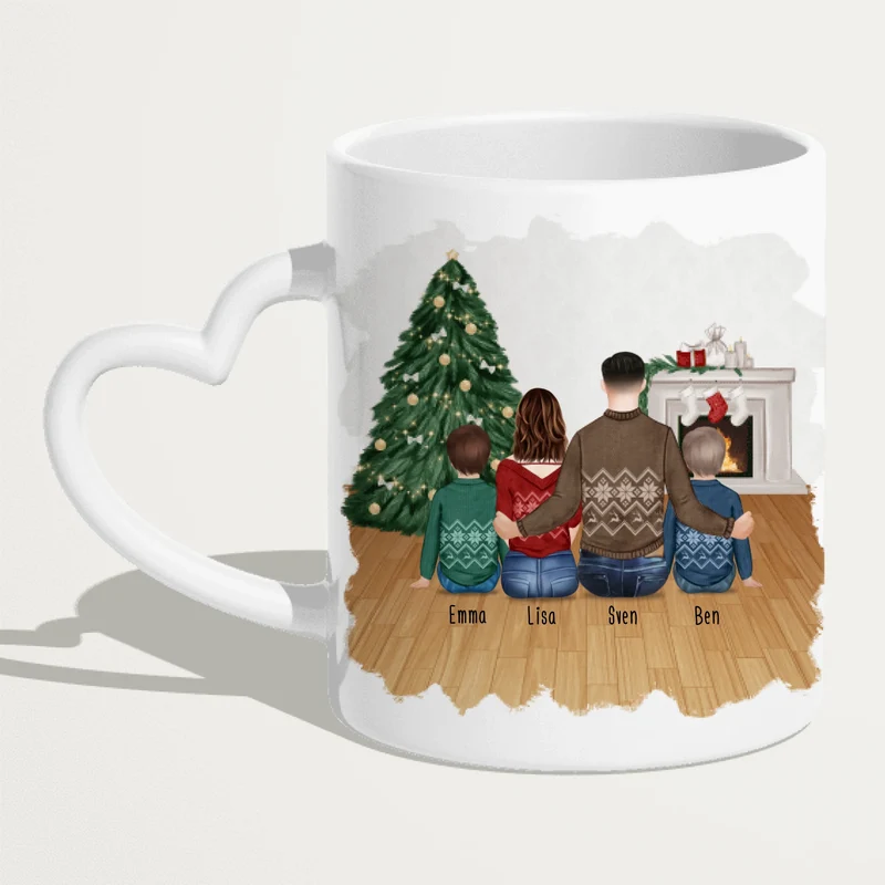 Personalisierte Tasse mit Vater (2 Kinder + 1 Teenangerin) - Weihnachtstasse