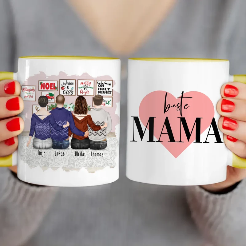 Personalisierte Tasse mit Mutter/Tochter/Sohn (1 Tochter + 2 Söhne) - Weihnachtstasse