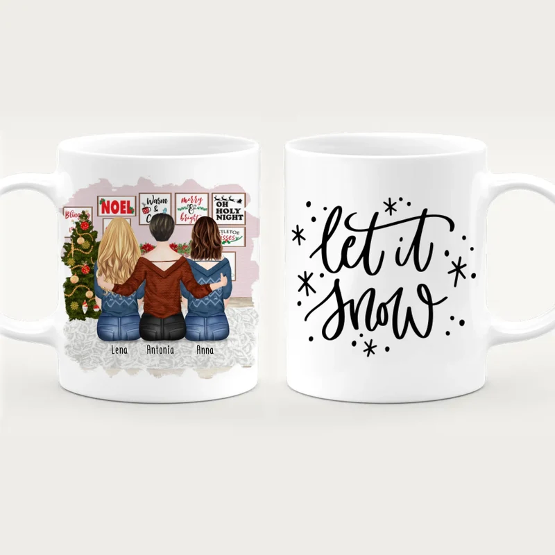 Personalisierte Tasse für Schwestern (3 Schwestern) - Weihnachtstasse
