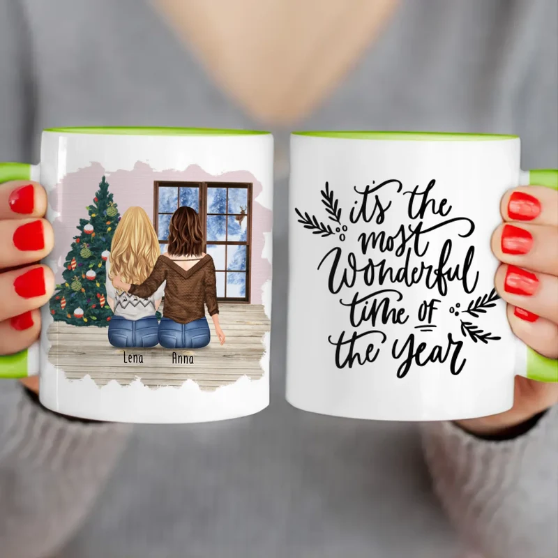 Personalisierte Tasse für Schwestern (2 Schwestern) - Weihnachtstasse