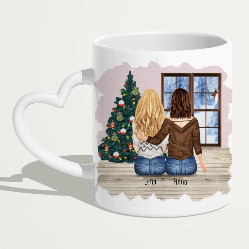 Personalisierte Tasse für Schwestern (2 Schwestern) - Weihnachtstasse