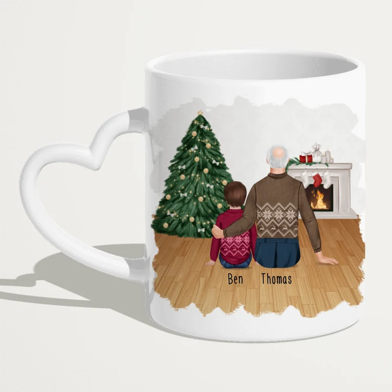 Personalisierte Tasse für Opa (1 Kind + 1 Opa) - Weihnachtstasse