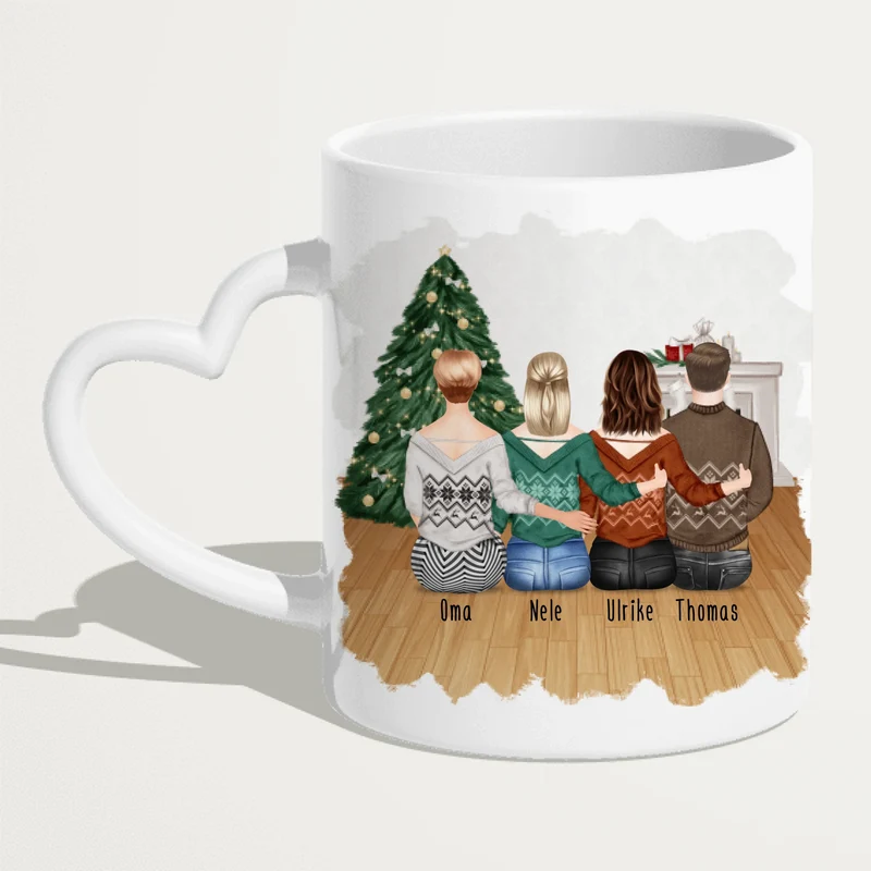 Personalisierte Tasse für Oma (2 Frauen + 1 Mann + 1 Oma) - Weihnachtstasse