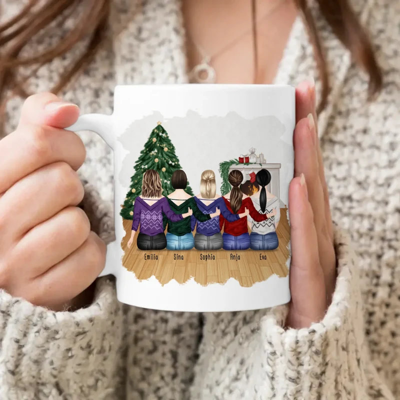 Personalisierte Tasse für Beste Schwestern (5 Schwestern) - Weihnachtstasse