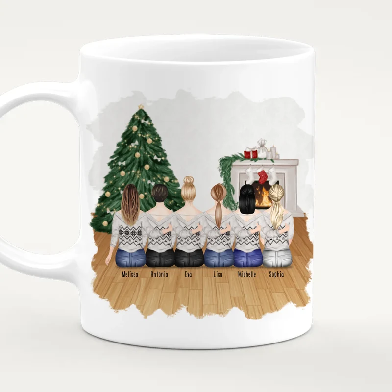 Personalisierte Tasse für Beste Freundinnen (6 Freundinnen) - Weihnachtstasse
