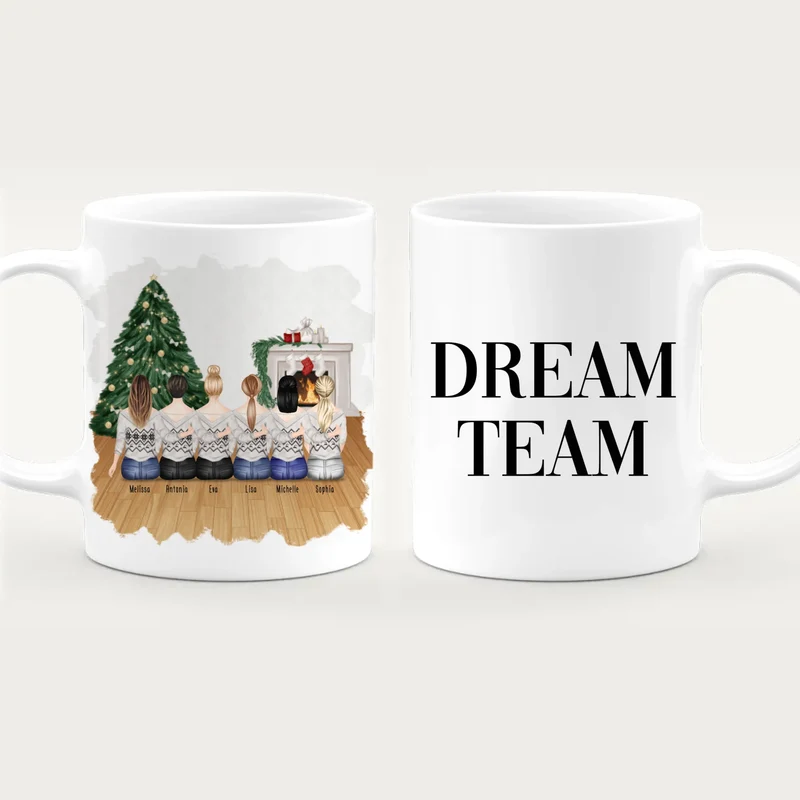 Personalisierte Tasse für Beste Freundinnen (6 Freundinnen) - Weihnachtstasse