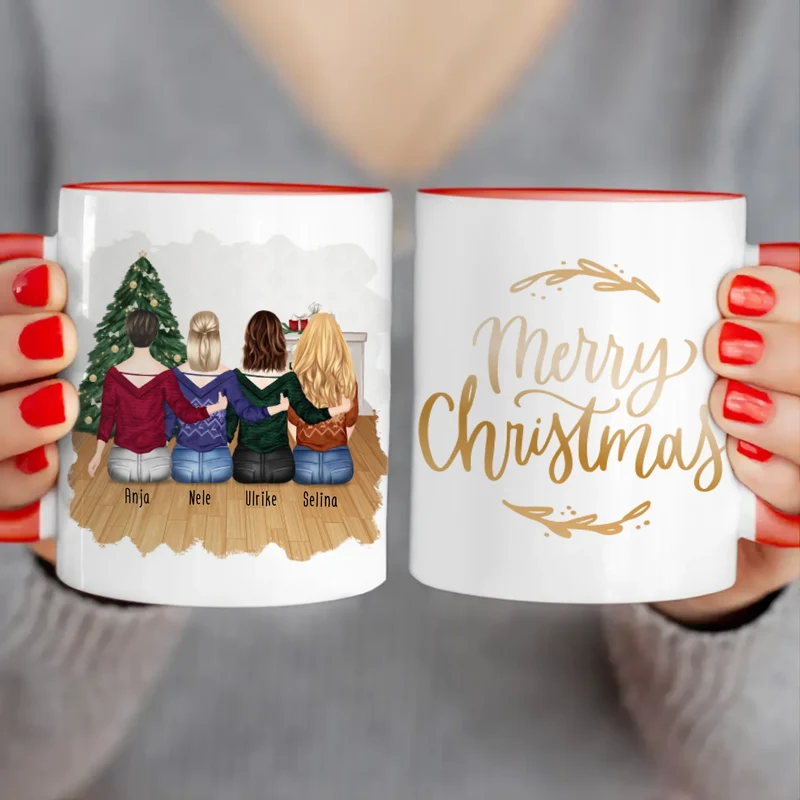 Personalisierte Tasse für Beste Freundinnen (4 Freundinnen) - Weihnachtstasse