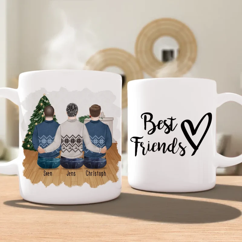 Personalisierte Tasse - Beste Freunde (3 Männer) - Weihnachtstasse
