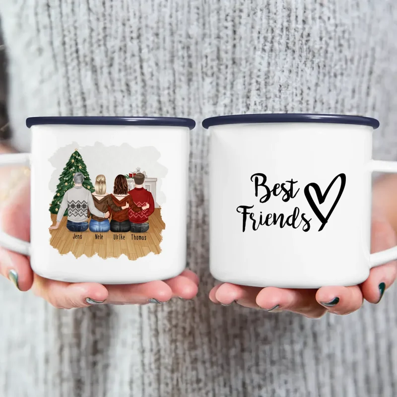 Personalisierte Tasse - Beste Freunde (2 Frauen + 2 Männer) - Weihnachtstasse