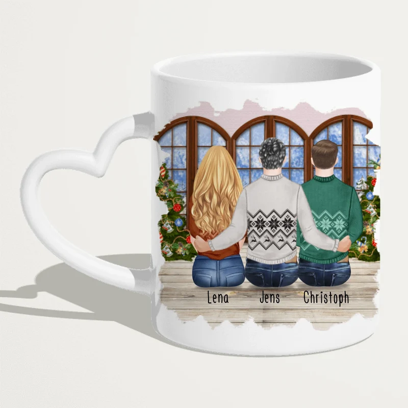 Personalisierte Tasse - Beste Freunde (1 Frau + 2 Männer) - Weihnachtstasse