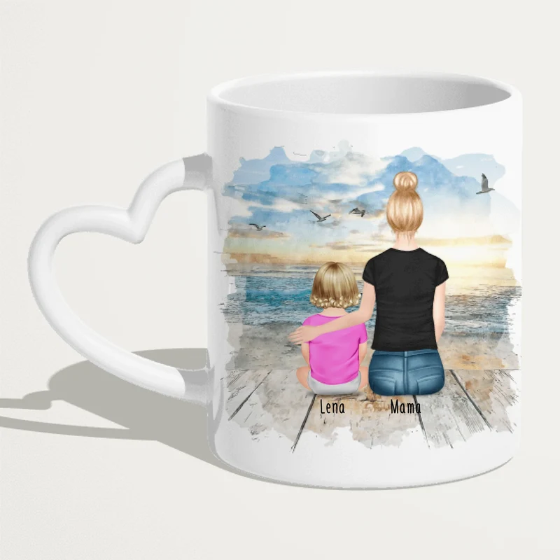 Personalisierte Tasse mit Mutter und Baby (1 Baby + 1 Mutter)