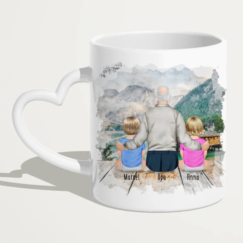 Personalisierte Tasse für Opa (2 Babys + 1 Opa)