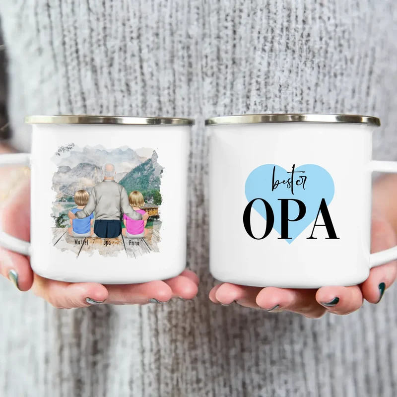 Personalisierte Tasse für Opa (2 Babys + 1 Opa)