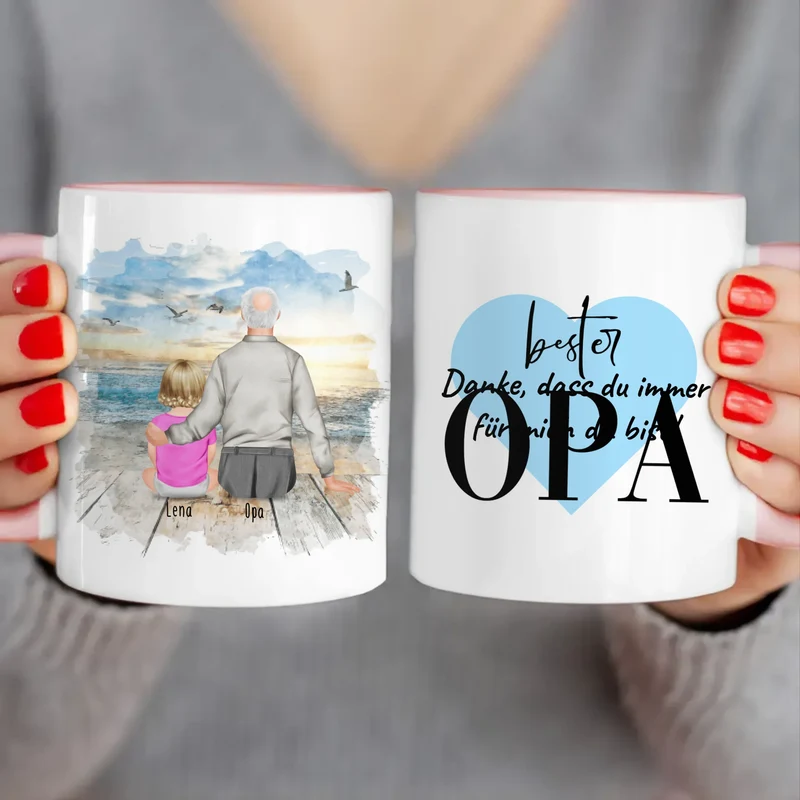 Personalisierte Tasse für Opa (1 Baby + 1 Opa)