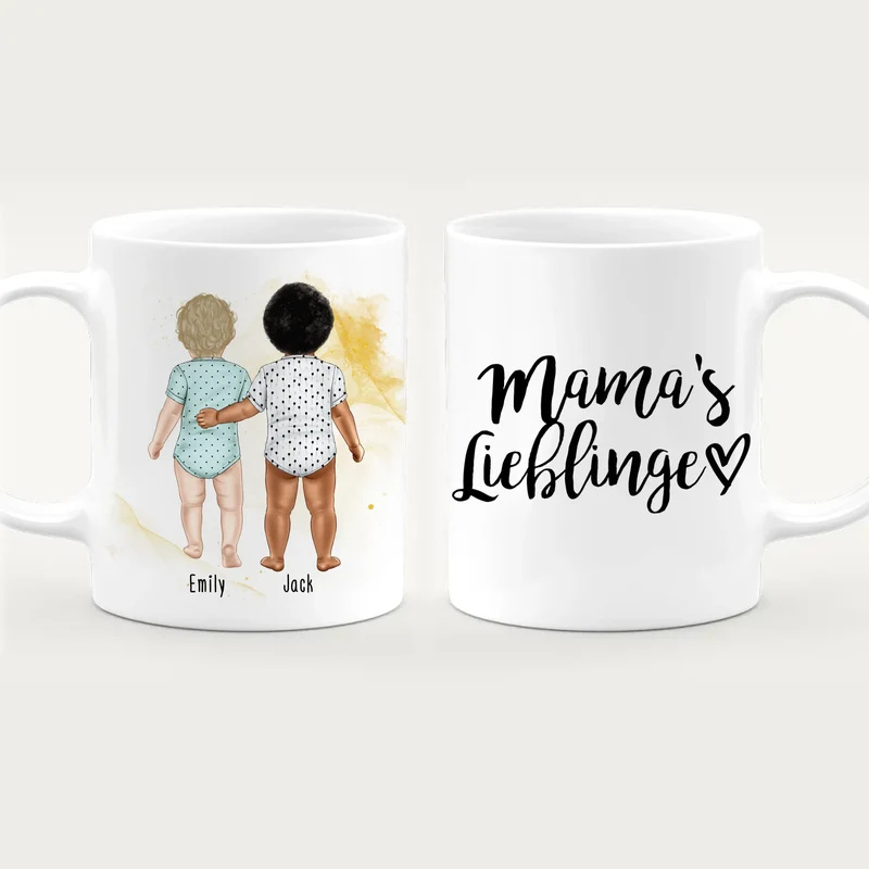 Personalisierte Tasse mit 2 Babys (stehend)