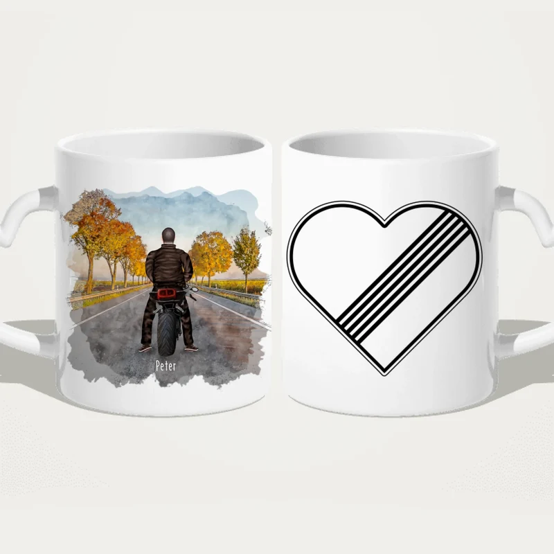 Personalisierte Tasse mit 1-2 Motorradfahrern (Mann oder Frau)