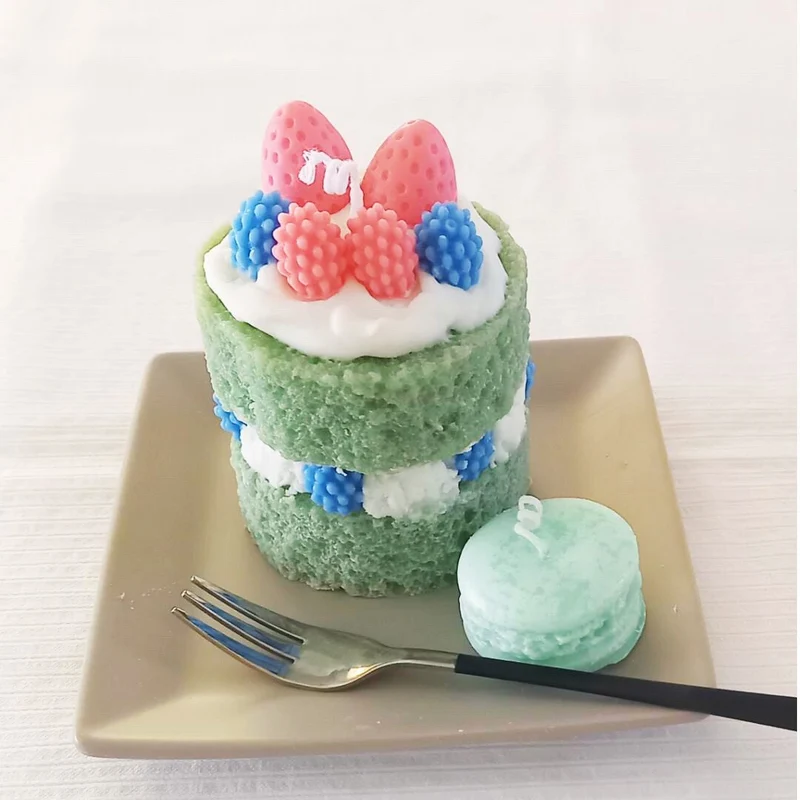 抹茶パンケーキ＆マカロンキャンドル